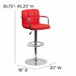 Home Square Quilted Adjustable Bar Stool with Arms in Red - Set of 2