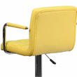 Home Square Quilted Adjustable Bar Stool with Arms in Yellow - Set of 2