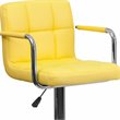 Home Square Quilted Adjustable Bar Stool with Arms in Yellow - Set of 2