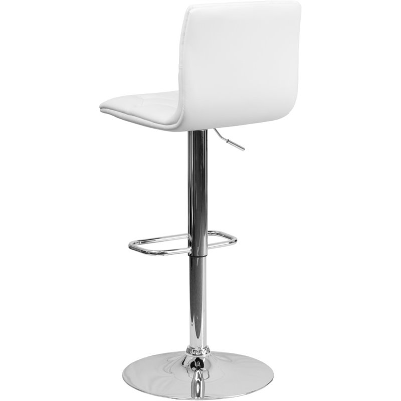 Home Square Tufted Adjustable Bar Stool in White Finish - Set of 2