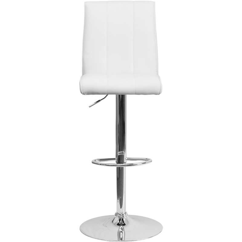 Home Square Faux Leather Bar Stool in White Finish - Set of 2
