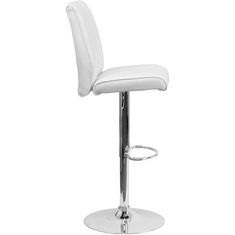 Home Square Faux Leather Bar Stool in White Finish - Set of 2