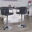 Home Square Faux Leather Quilted Adjustable Bar Stool in Gray - Set of 3