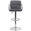 Home Square Faux Leather Quilted Adjustable Bar Stool in Gray - Set of 3