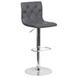 Home Square Faux Leather Tufted Adjustable Bar Stool in Gray - Set of 3