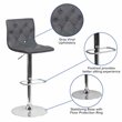 Home Square Faux Leather Tufted Adjustable Bar Stool in Gray - Set of 3