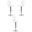 Home Square Faux Leather Adjustable Bar Stool in White Finish - Set of 3