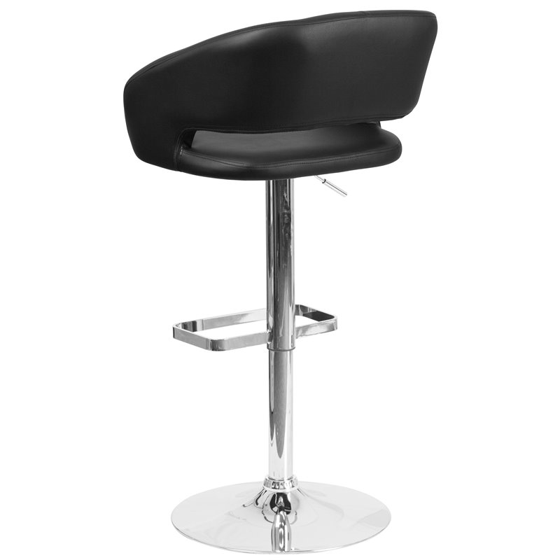 Home Square Faux Leather Adjustable Bar Stool in Black Finish - Set of 3