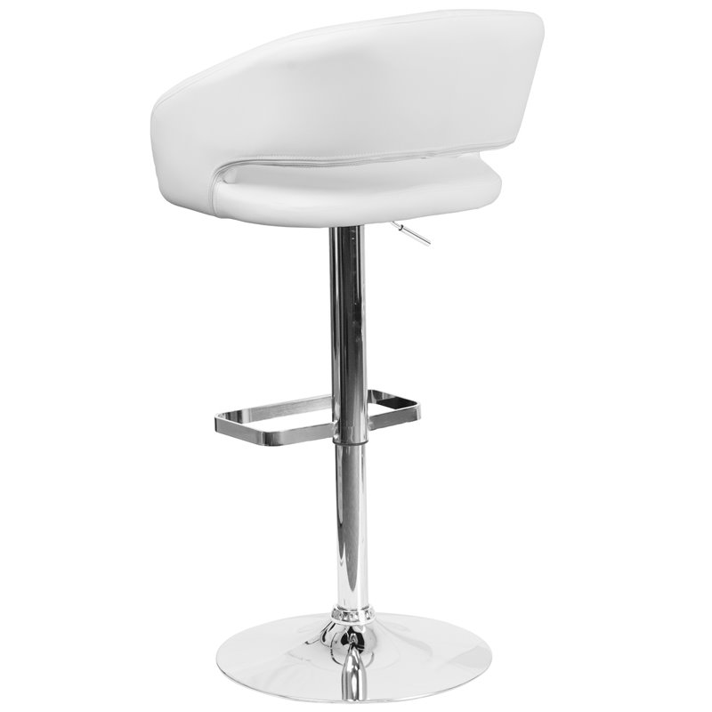 Home Square Adjustable Swivel Bar Stool in White Finish - Set of 3