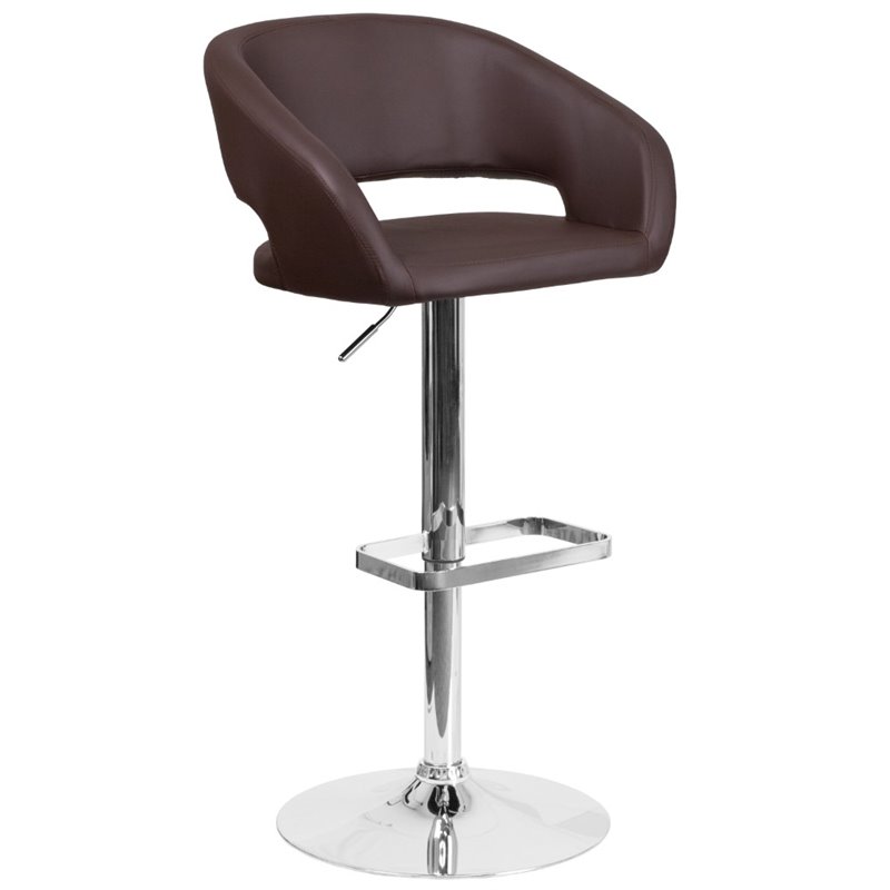 Home Square Faux Leather Bar Stool in Brown Finish - Set of 3