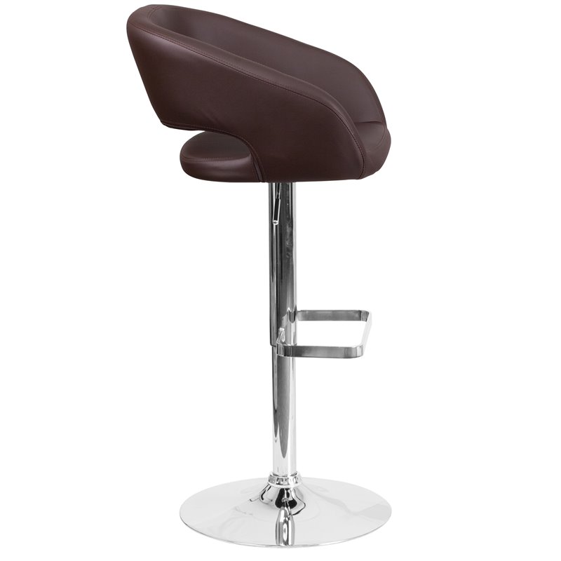 Home Square Faux Leather Bar Stool in Brown Finish - Set of 3
