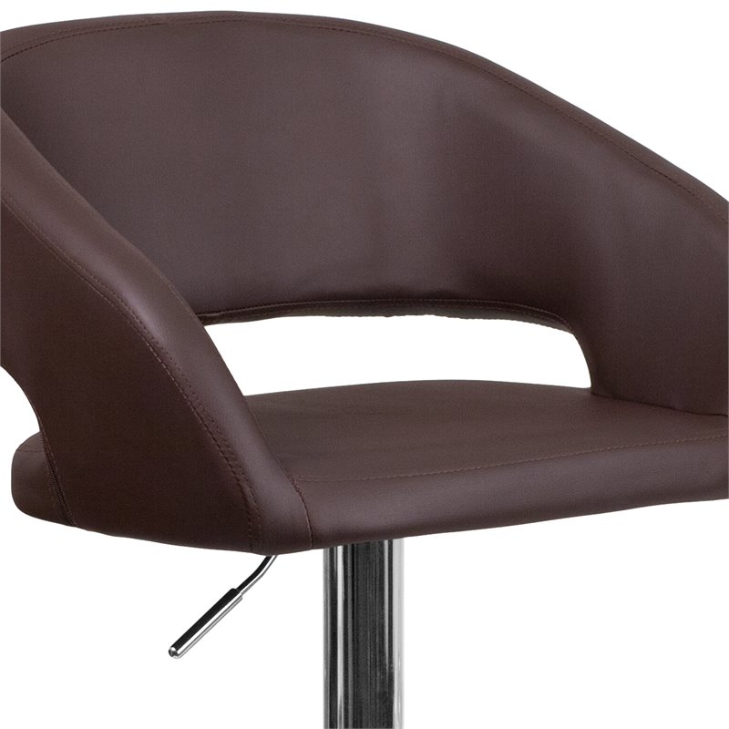 Home Square Faux Leather Bar Stool in Brown Finish - Set of 3