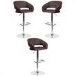 Home Square Faux Leather Bar Stool in Brown Finish - Set of 3