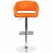 Home Square Faux Leather Adjustable Bar Stool in Orange Finish - Set of 3