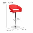 Home Square Faux Leather Adjustable Bar Stool in Red Finish - Set of 3