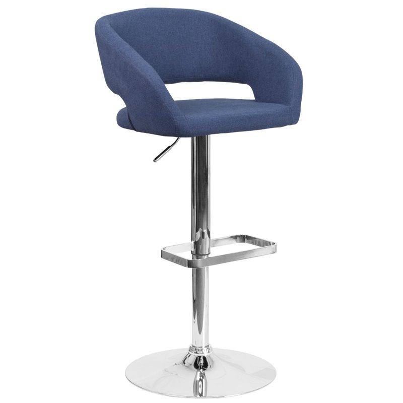 Home Square Fabric Adjustable Swivel Bar Stool in Blue Finish - Set of 3