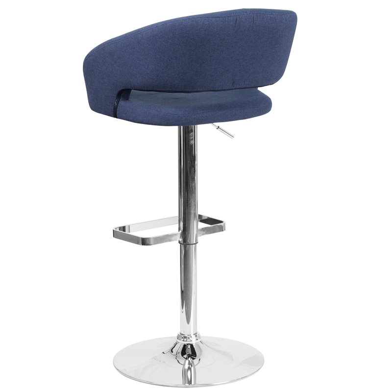 Home Square Fabric Adjustable Swivel Bar Stool in Blue Finish - Set of 3