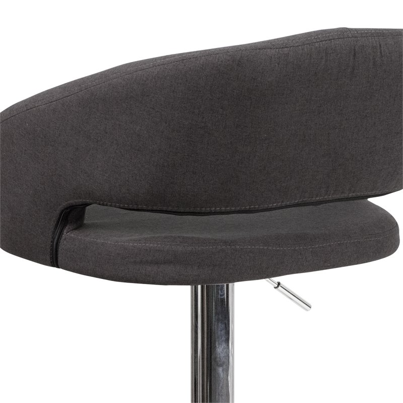 Home Square Fabric Adjustable Swivel Bar Stool in Black Finish - Set of 3