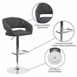 Home Square Fabric Adjustable Swivel Bar Stool in Black Finish - Set of 3