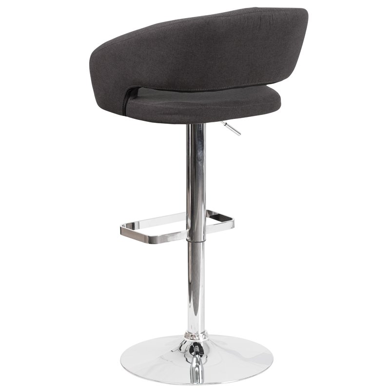 Home Square Fabric Adjustable Swivel Bar Stool in Black Finish - Set of 3