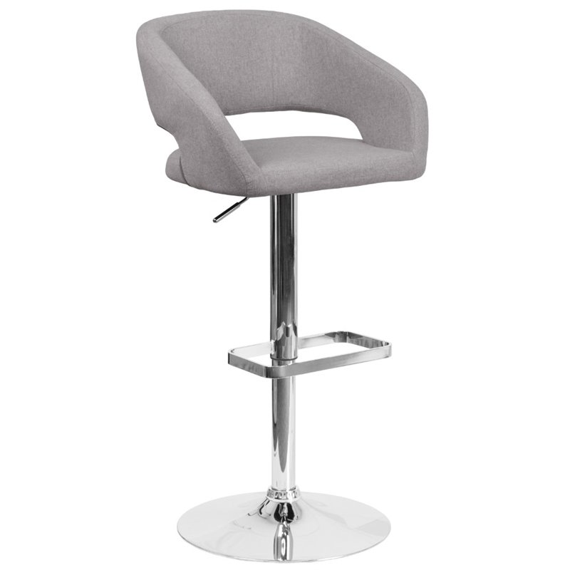 Home Square Fabric Adjustable Swivel Bar Stool in Gray Finish - Set of 3