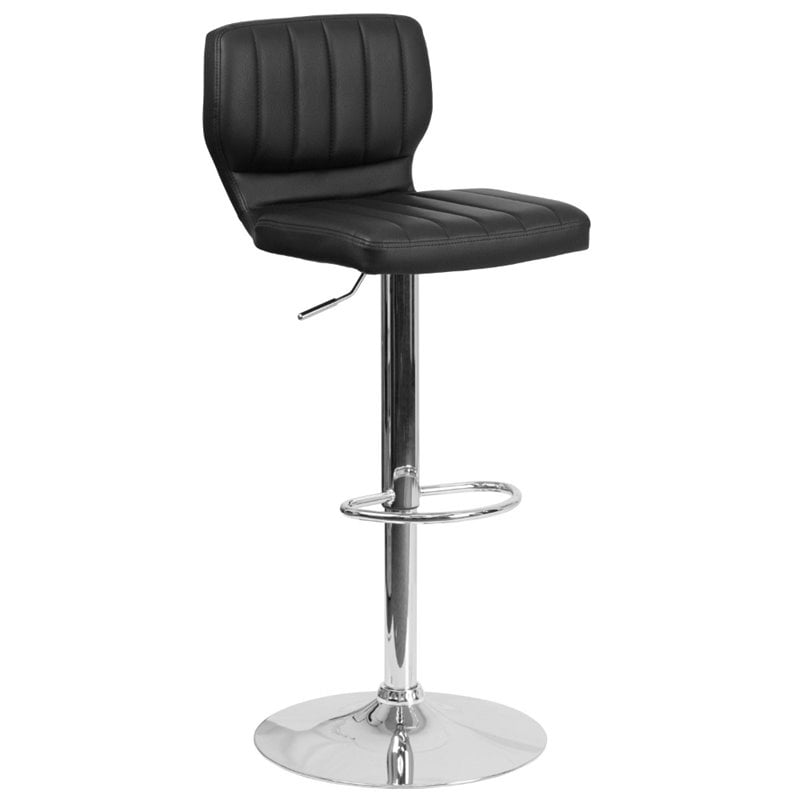 Home Square Faux Leather Bar Stool in Black Finish - Set of 3