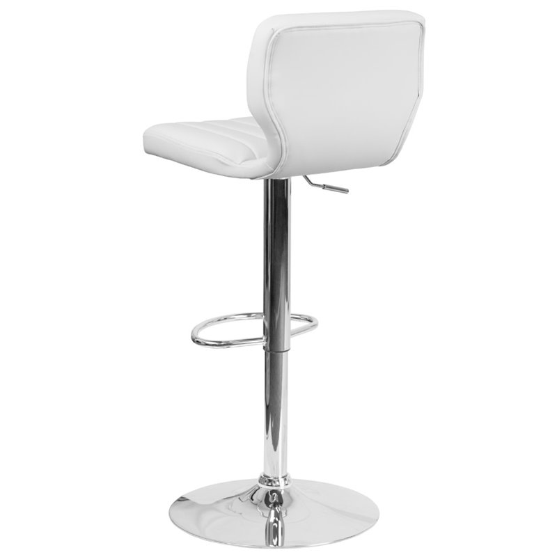 Home Square Faux Leather Vinyl Upholstery Bar Stool in White - Set of 3