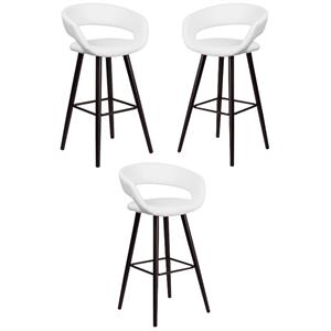 Home Square 29&quot High Faux Leather Bar Stool in White - Set of 3