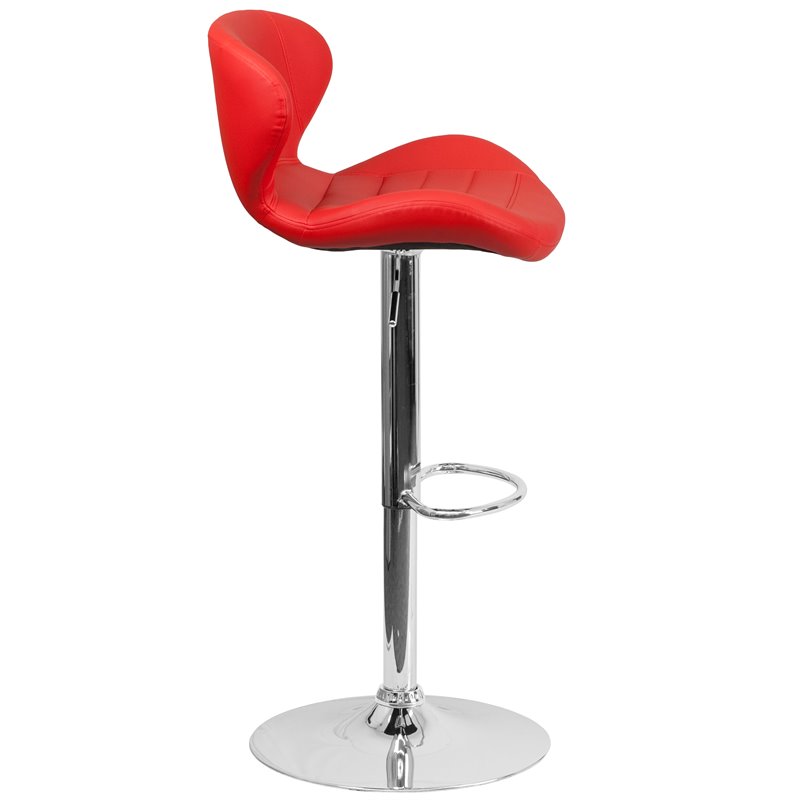 Home Square Faux Leather Adjustable Bar Stool in Red - Set of 3