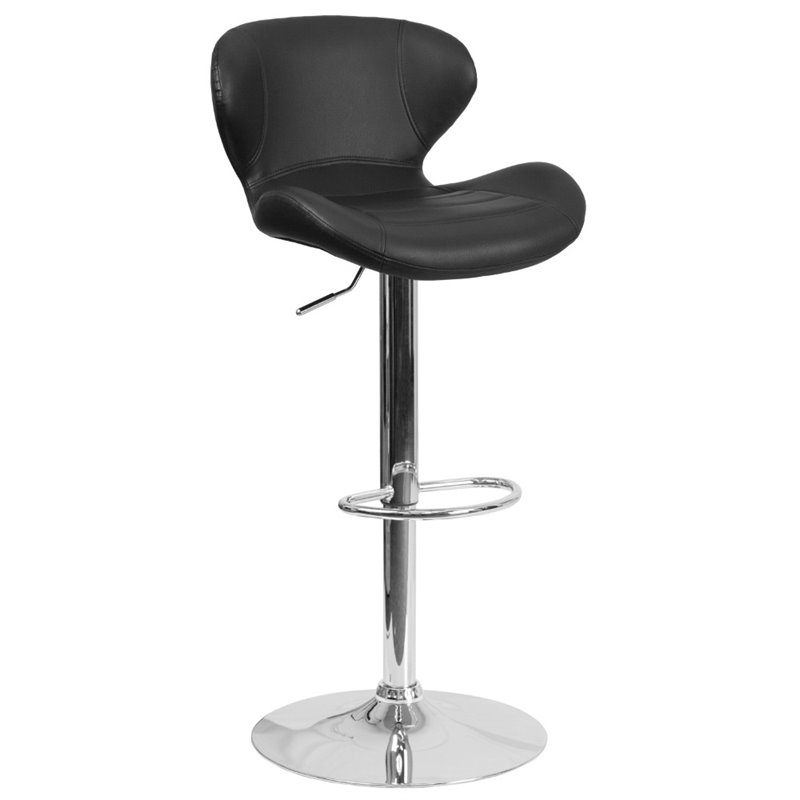 Home Square Faux Leather Vinyl Upholstery Bar Stool in Black - Set of 3