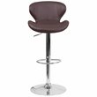 Home Square Adjustable Vinyl Upholstery Bar Stool in Brown - Set of 3