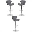 Home Square Adjustable Vinyl Upholstery Bar Stool in Gray - Set of 3