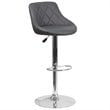 Home Square Adjustable Quilted Bucket Seat Bar Stool in Gray - Set of 3