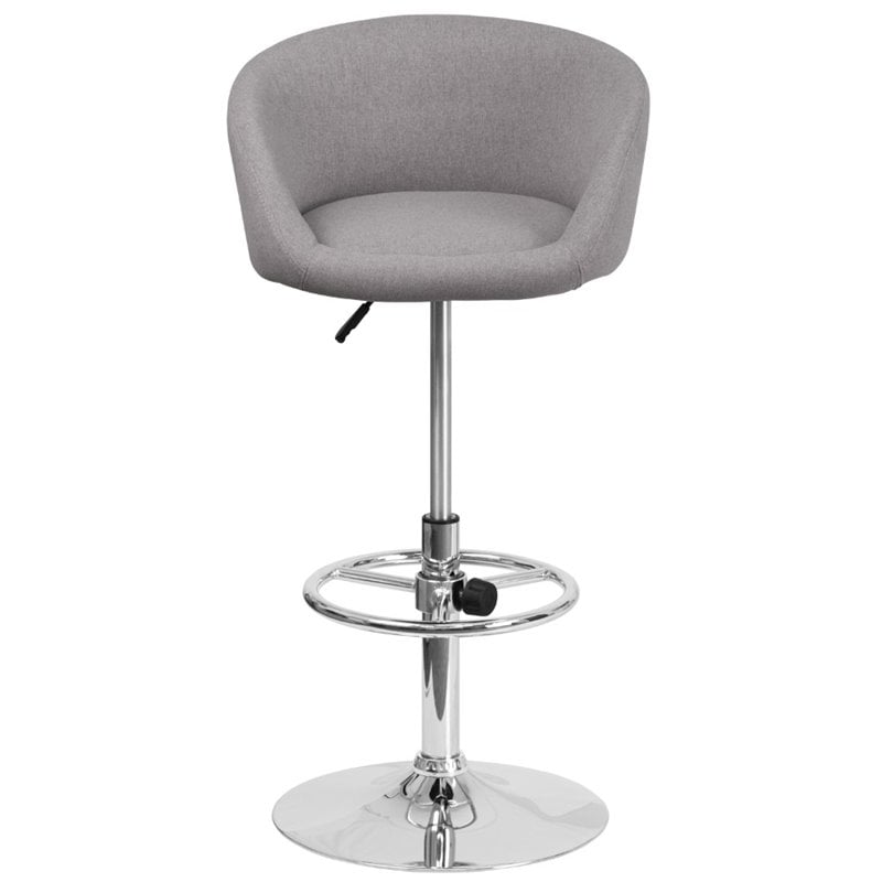 Home Square Fabric Adjustable Bar Stool in Gray Finish - Set of 3
