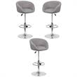 Home Square Fabric Adjustable Bar Stool in Gray Finish - Set of 3