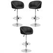 Home Square Adjustable Vinyl Upholstery Bar Stool in Black Finish - Set of 3