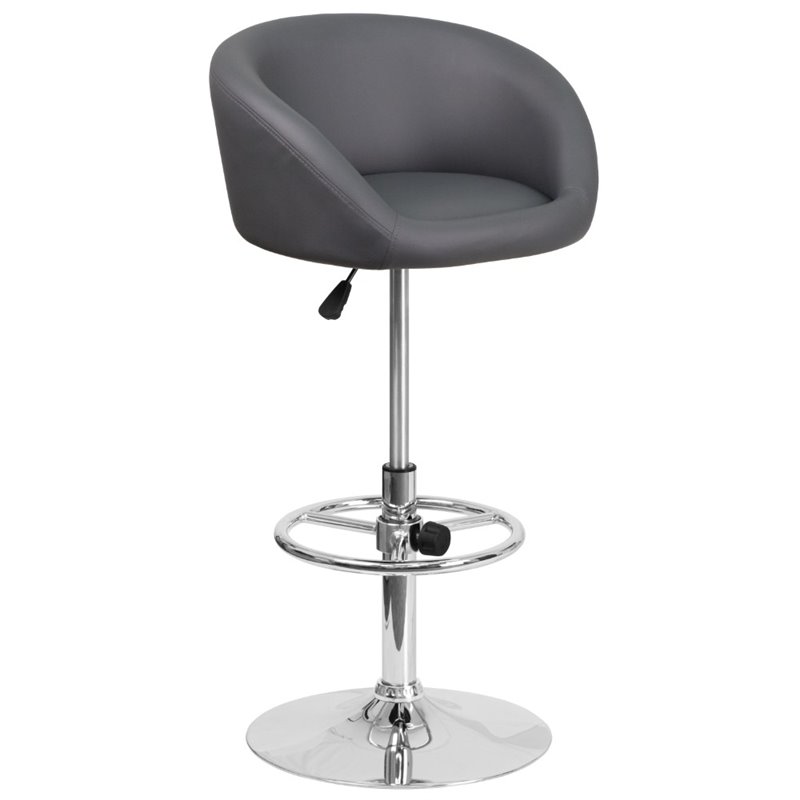 Home Square Adjustable Vinyl Upholstery Bar Stool in Gray Finish - Set of 3