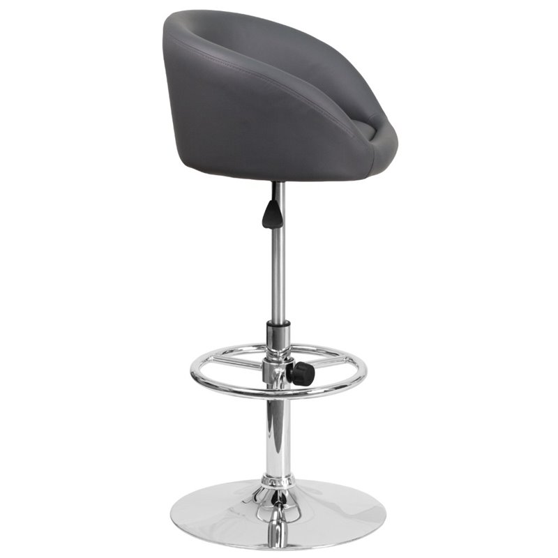 Home Square Adjustable Vinyl Upholstery Bar Stool in Gray Finish - Set of 3