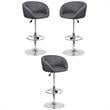 Home Square Adjustable Vinyl Upholstery Bar Stool in Gray Finish - Set of 3