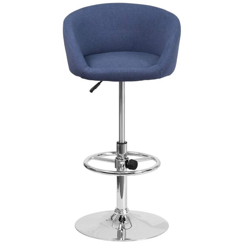 Home Square Fabric Adjustable Bar Stool in Blue Finish - Set of 3