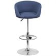 Home Square Fabric Adjustable Bar Stool in Blue Finish - Set of 3