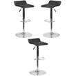Home Square Faux Leather Adjustable Low Back Bar Stool in Black - Set of 3