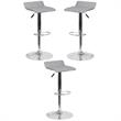Home Square Faux Leather Adjustable Low Back Bar Stool in Gray - Set of 3