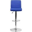 Home Square Faux Leather Adjustable Bar Stool in Blue - Set of 3