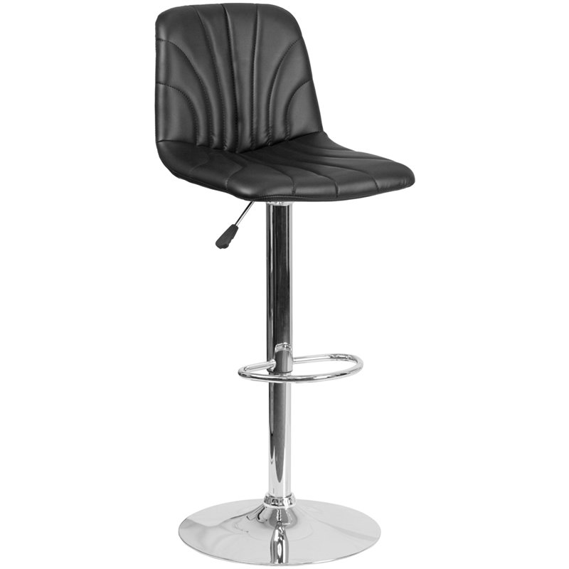 Home Square Faux Leather Adjustable Bar Stool in Black - Set of 3