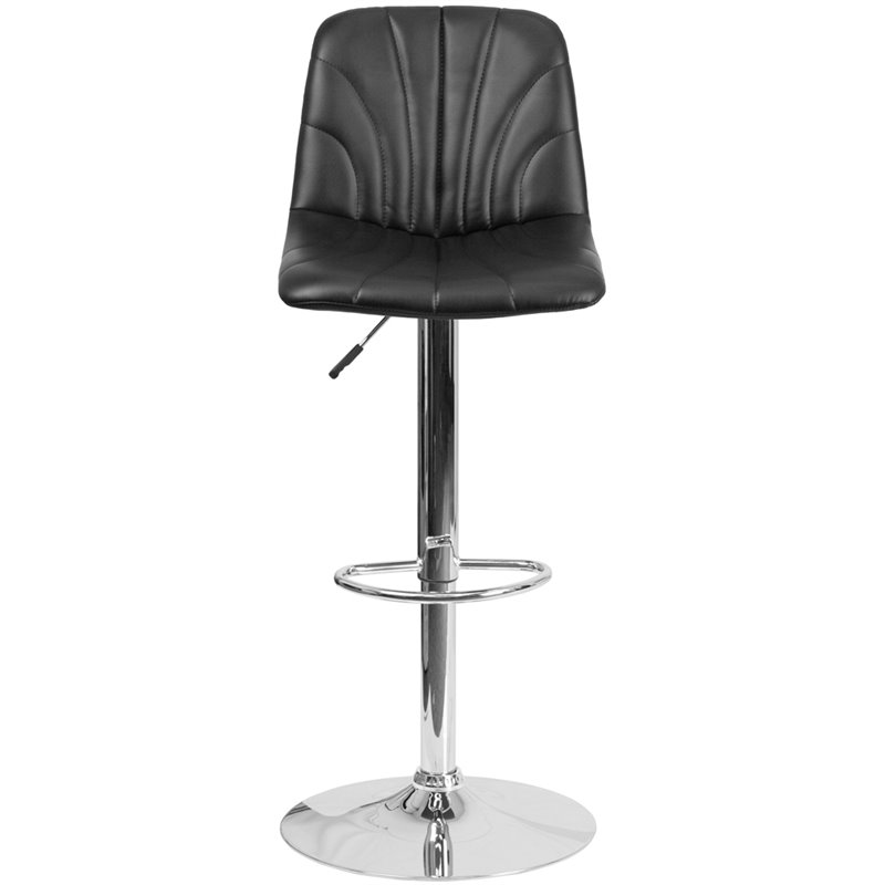 Home Square Faux Leather Adjustable Bar Stool in Black - Set of 3
