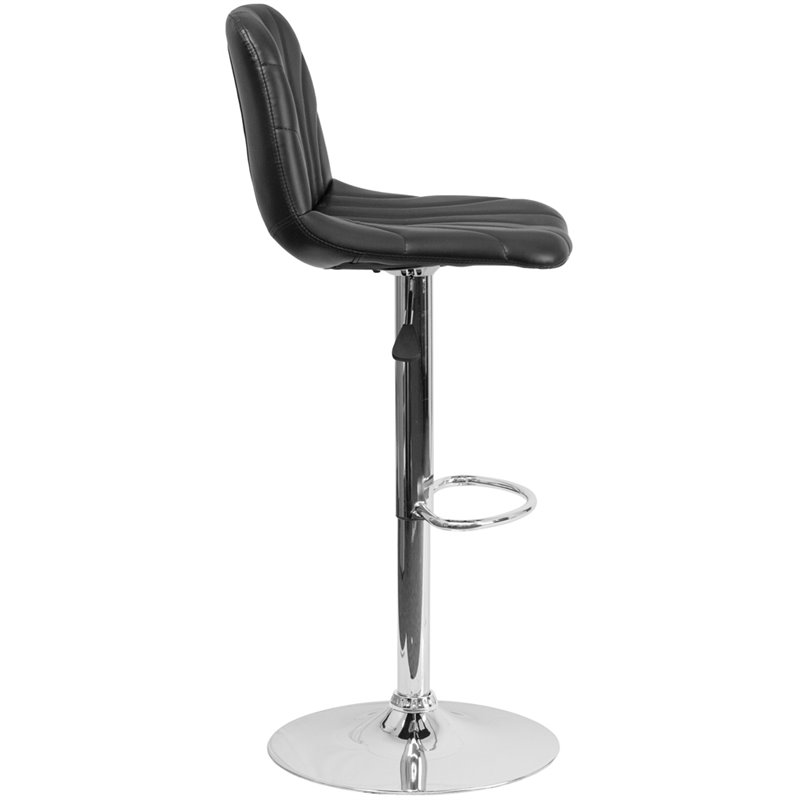 Home Square Faux Leather Adjustable Bar Stool in Black - Set of 3