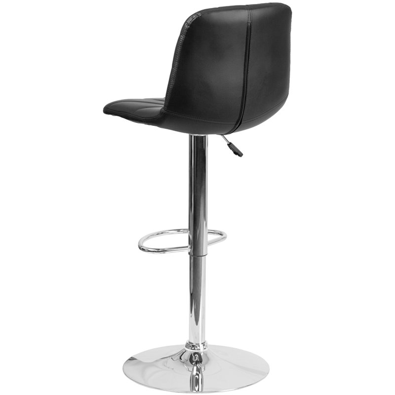 Home Square Faux Leather Adjustable Bar Stool in Black - Set of 3