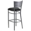 Home Square Vinyl Upholstered Bar Stool in Black and Silver - Set of 3