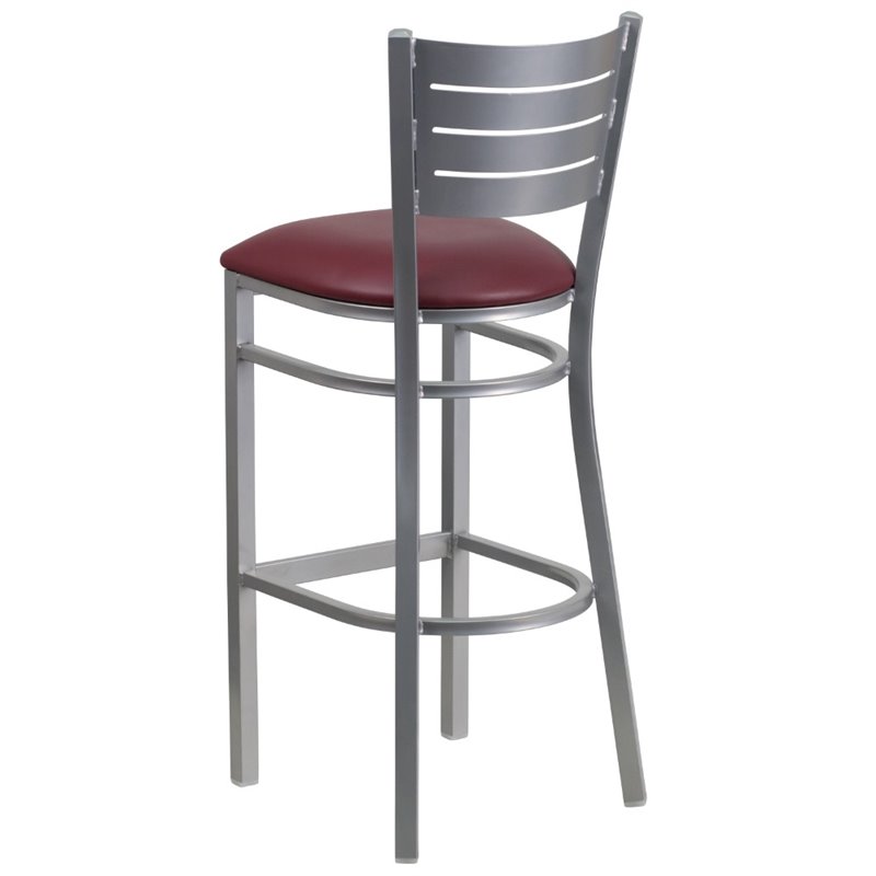 Home Square Bar Stool in Burgundy and Silver Finish - Set of 3